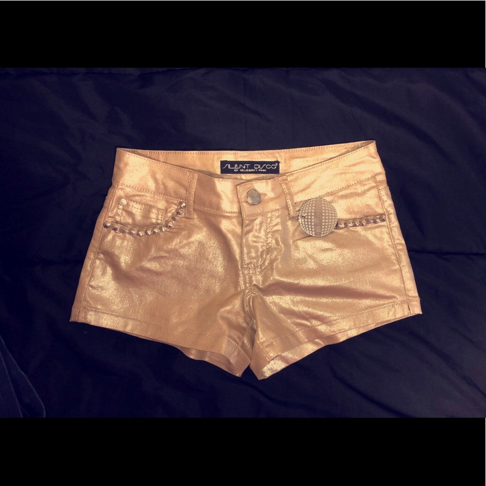 Silent Disco Gold Metallic Shorts